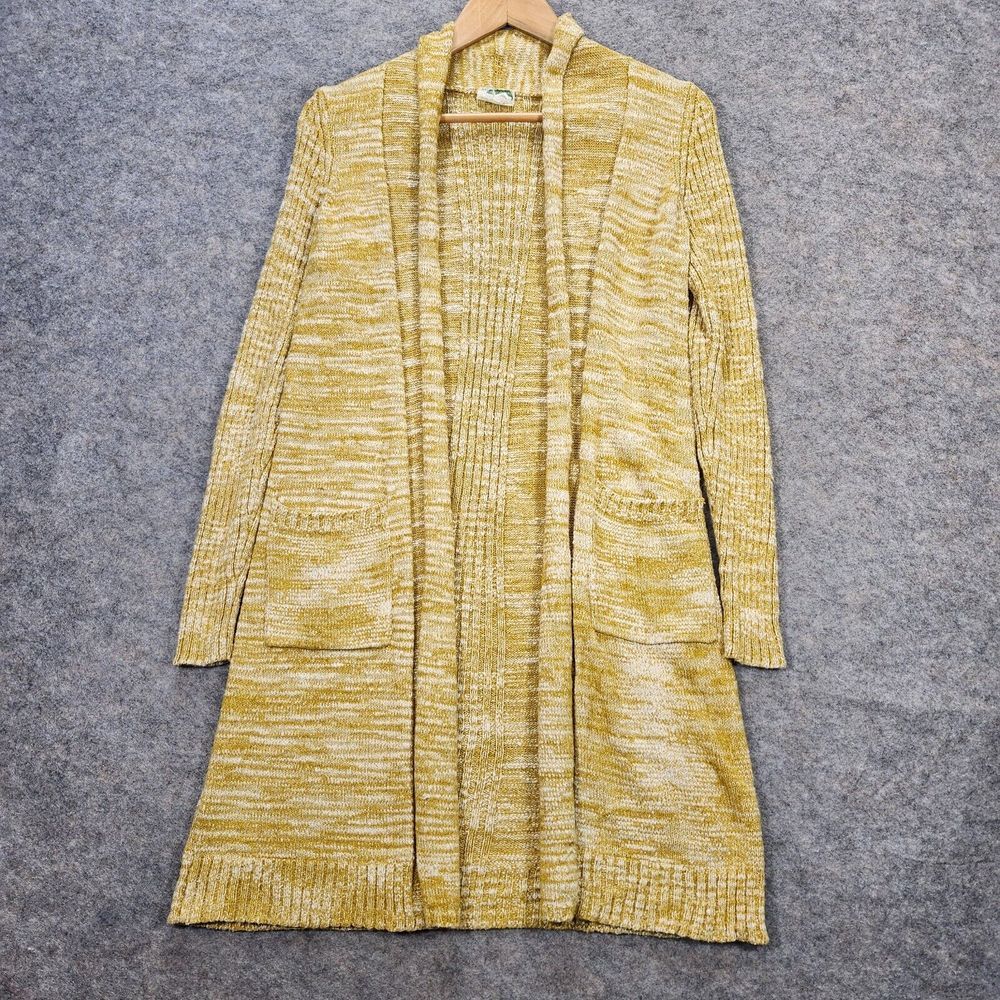 Anthropologie Open Front Duster Long Cardigan Womens XS Marled Yellow Oversized